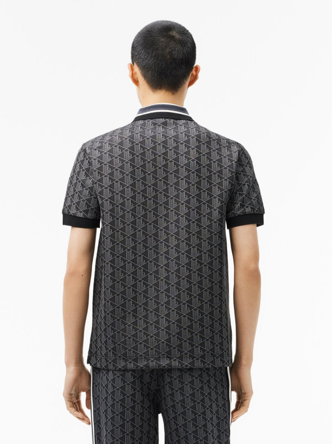 Polo classic fit jacquard monogramme noir homme - Lacoste