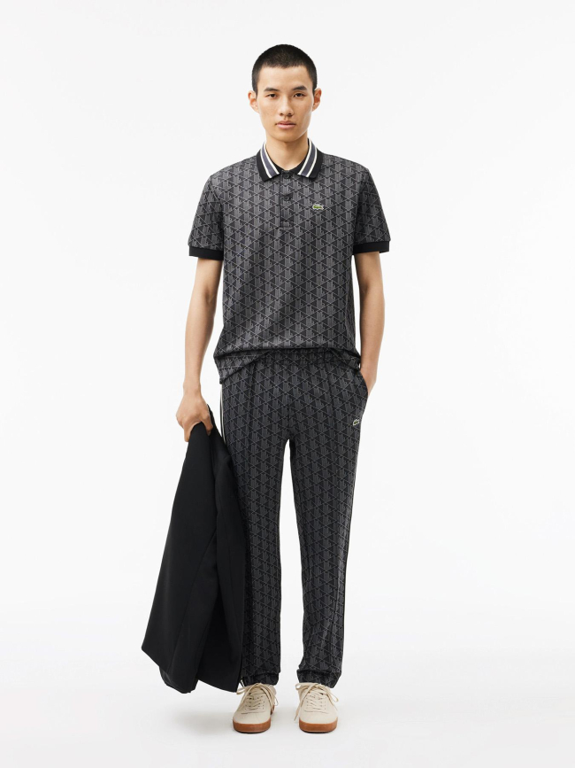 Polo classic fit jacquard monogramme noir homme - Lacoste