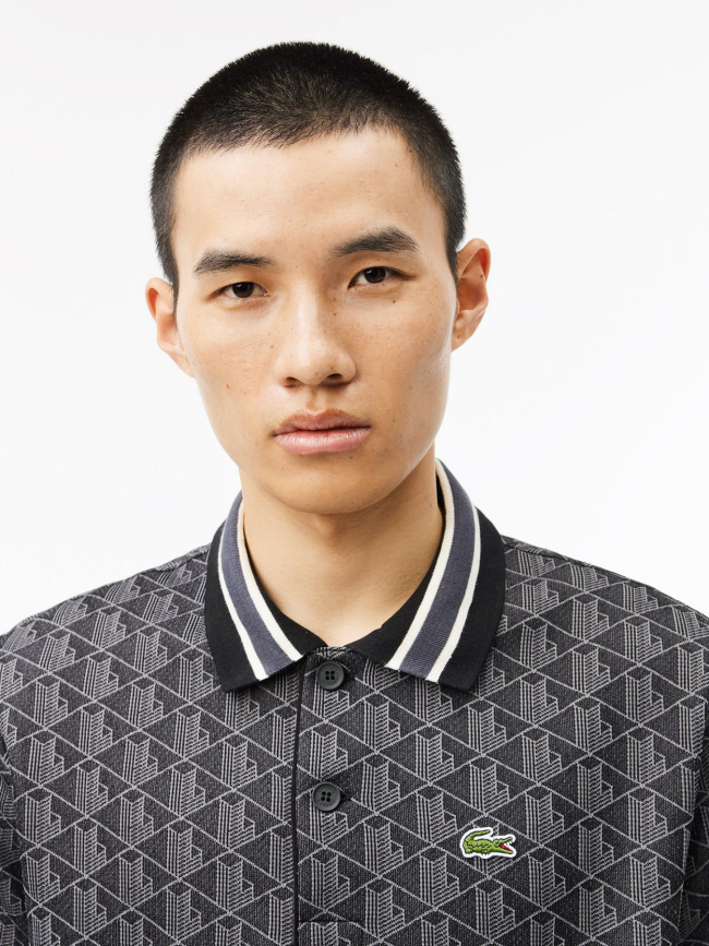 Polo classic fit jacquard monogramme noir homme - Lacoste