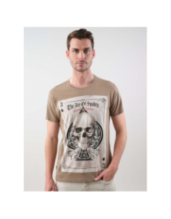 T-shirt ace of spade skull marron homme - Deeluxe