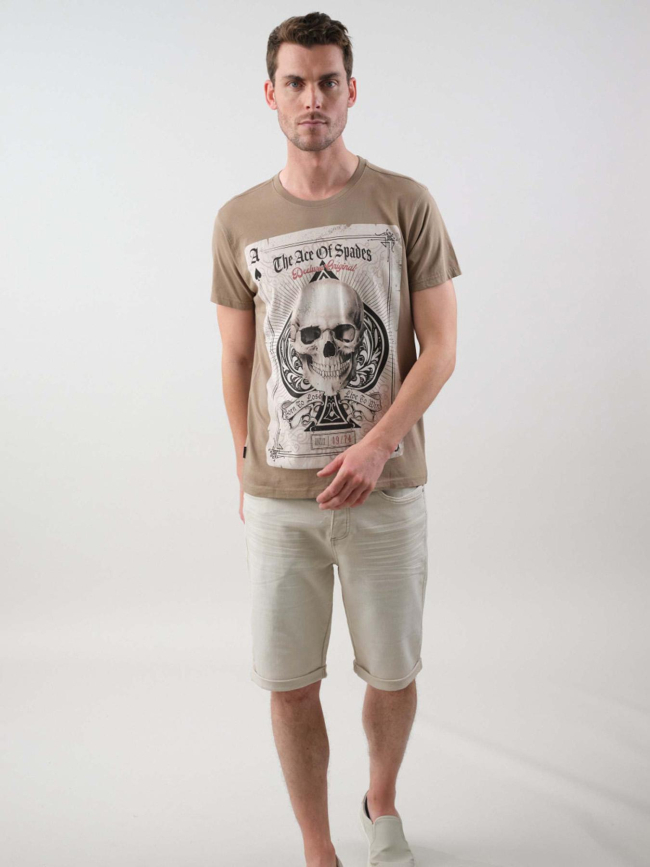 T-shirt ace of spade skull marron homme - Deeluxe