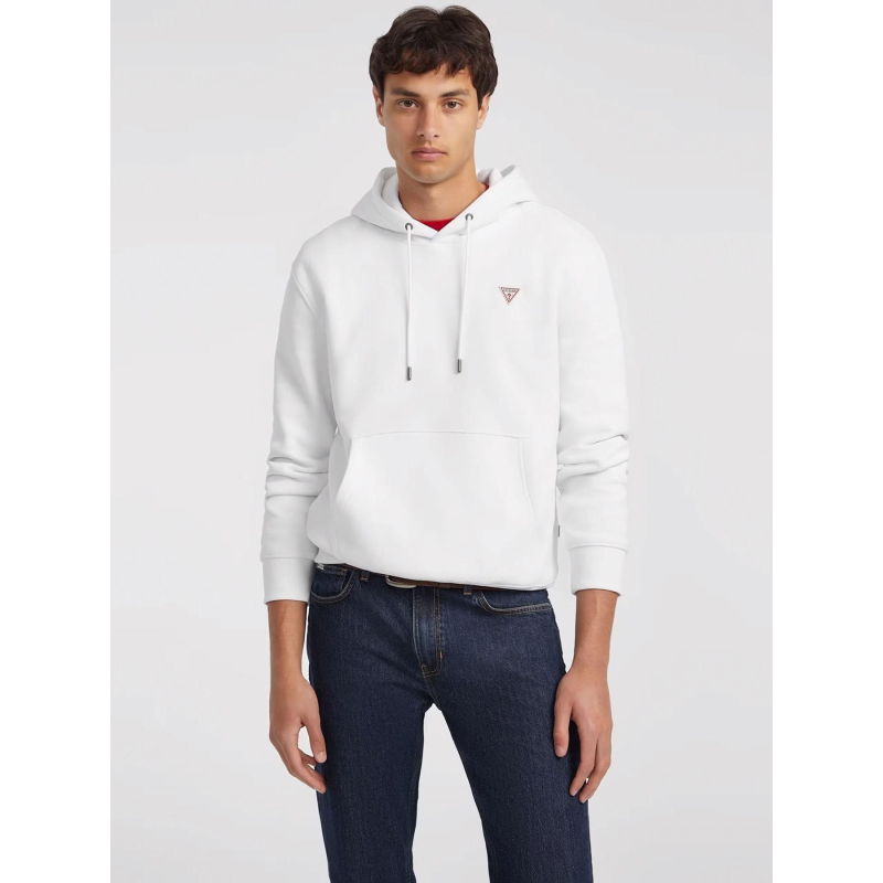 Sweat à capuche iconic blanc homme - Guess