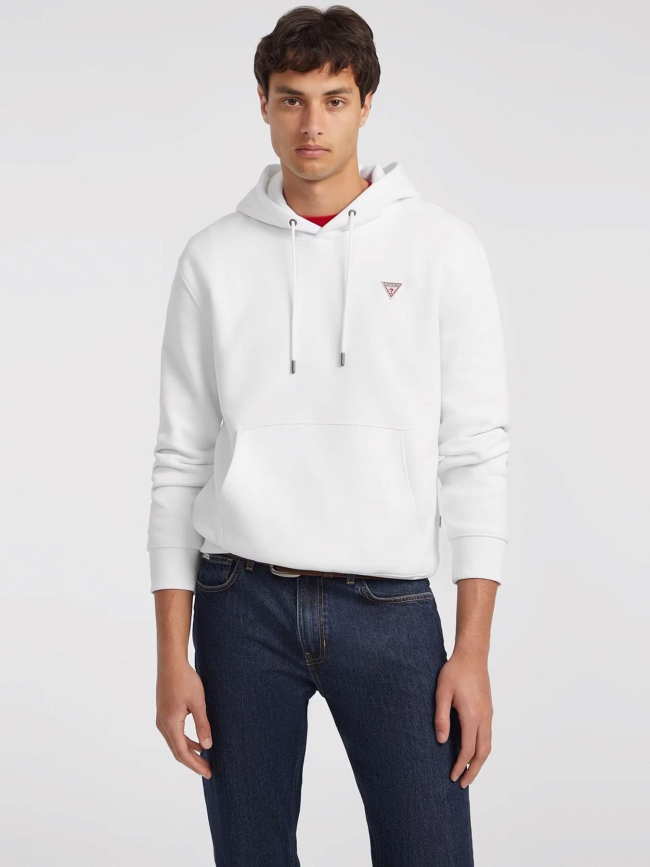 Sweat à capuche iconic blanc homme - Guess