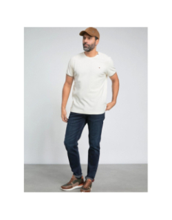 T-shirt jersey jacquard uni écru homme - Benson & Cherry