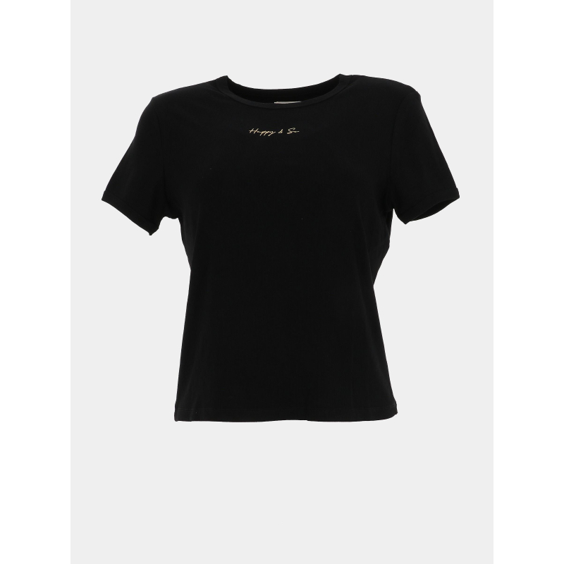 T-shirt côtelé regular léa noir femme - Happy & So