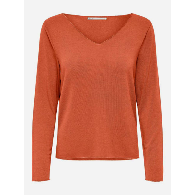 Pull fin uni hanna orange femme - Only