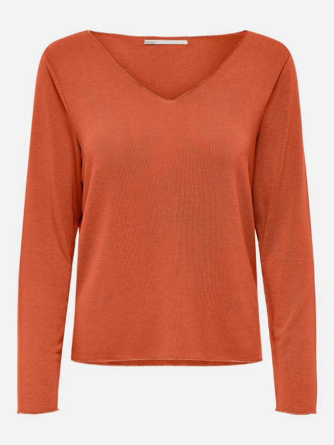 Pull fin uni hanna orange femme - Only