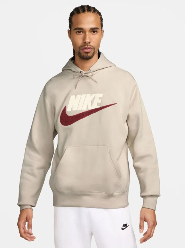 Sweat à capuche club logo beige homme - Nike