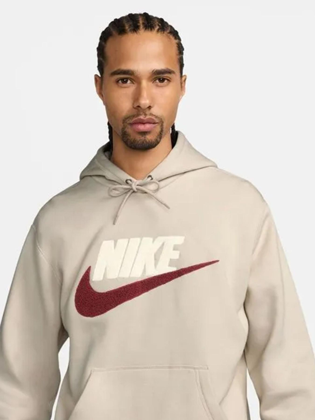 Sweat à capuche club logo beige homme - Nike