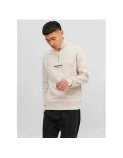 Sweat zippé jorvesterbro quarter beige homme - Jack & Jones