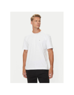 T-shirt col avec logo uni blanc homme - Calvin Klein