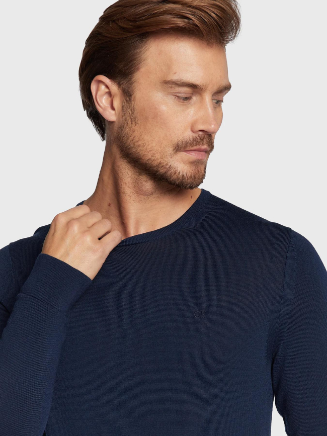 Pull en laine de mérinos bleu marine homme - Calvin Klein