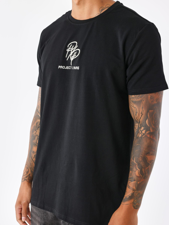 T-shirt double logo brodé noir homme - Project X Paris