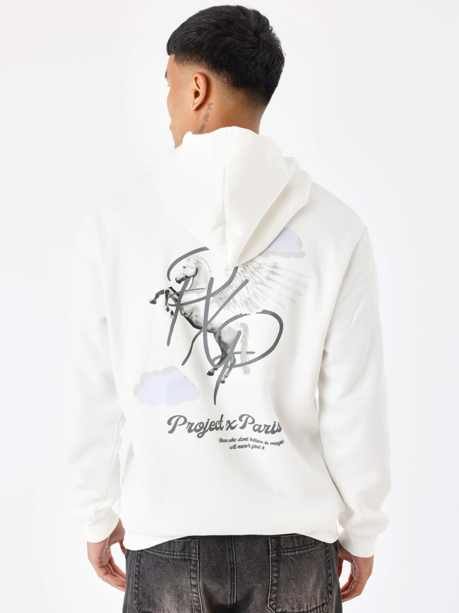 Sweat à capuche cheval magic blanc homme - Project X Paris