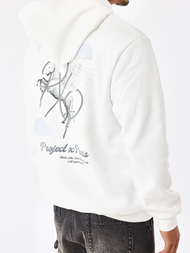 Sweat à capuche cheval magic blanc homme - Project X Paris