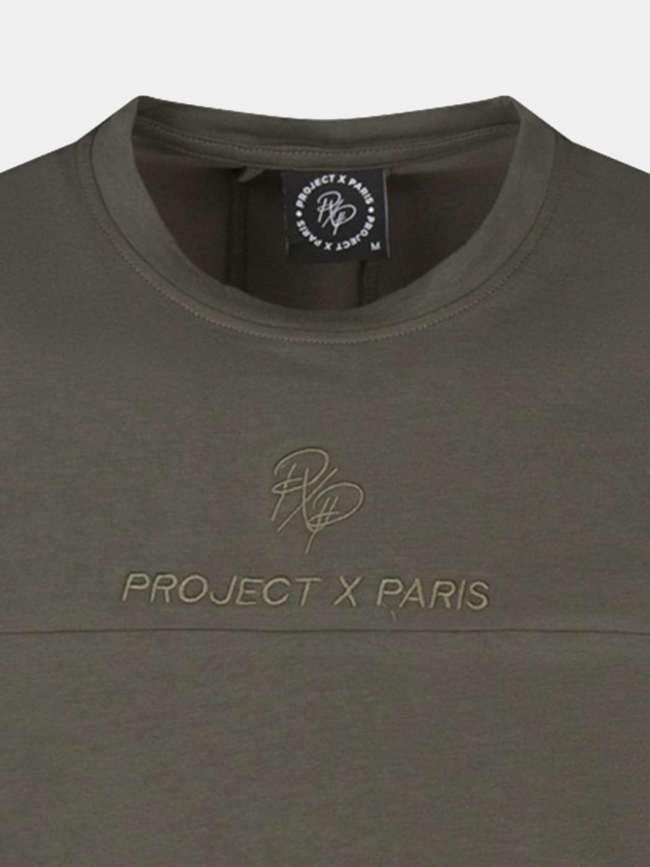 T-shirt double logo brodé kaki homme - Project X Paris