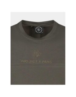 T-shirt double logo brodé kaki homme - Project X Paris