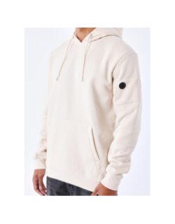 Sweat à capuche double logo brodé beige homme - Project X Paris