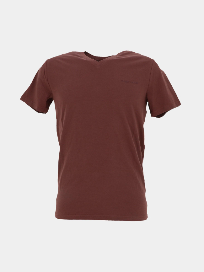 T-shirt col v tawax 2 marron homme - Teddy Smith