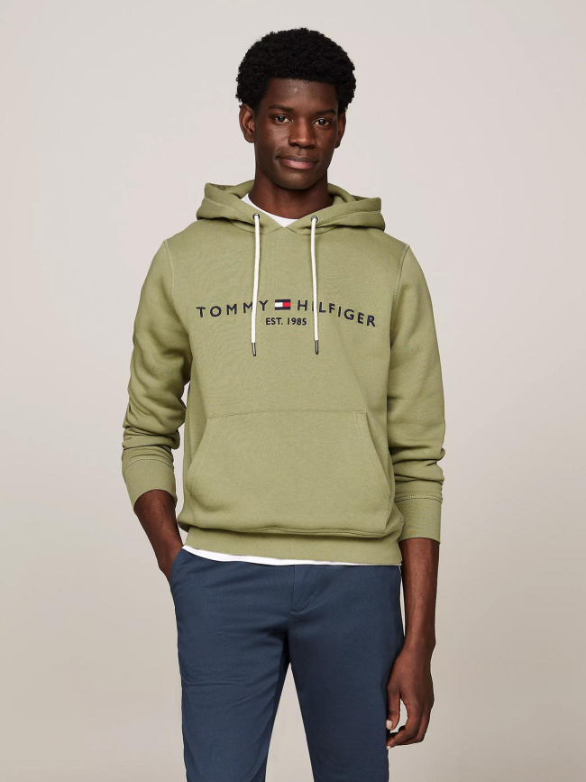 Sweat à capuche logo hoody kaki homme - Tommy Hilfiger