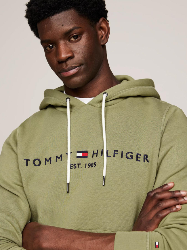 Sweat à capuche logo hoody kaki homme - Tommy Hilfiger