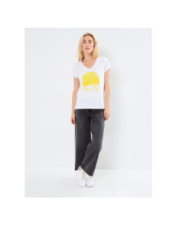 T-shirt merima blanc jaune femme - Pieces