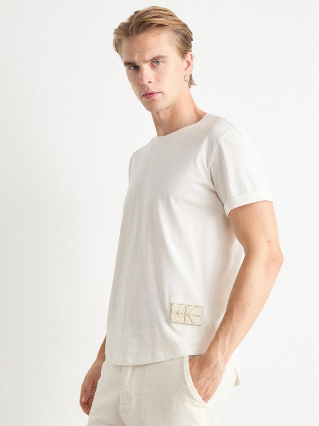 T-shirt badge turn up sleeve beige homme - Calvin Klein Jeans