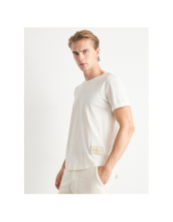 T-shirt badge turn up sleeve beige homme - Calvin Klein Jeans