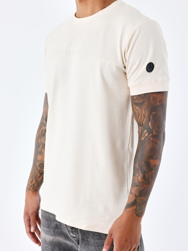 T-shirt double logo brodé beige homme - Project X Paris