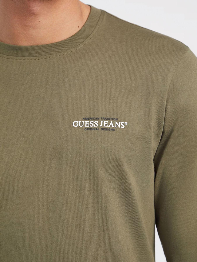 T-shirt manches longues slim americ vert homme - Guess