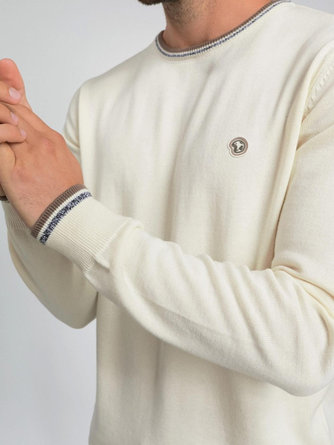 Pull classic badge fretod beige homme - Benson & Cherry