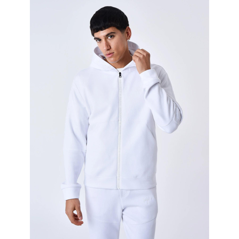 Sweat à capuche zippé uni blanc homme - Project X Paris