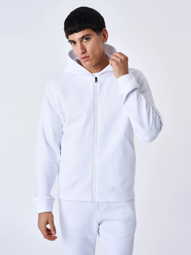 Sweat à capuche zippé uni blanc homme - Project X Paris