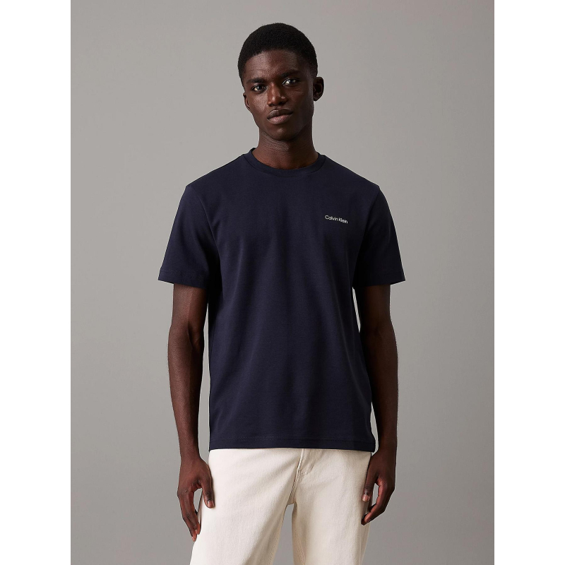 T-shirt micro logo interlock bleu marine homme - Calvin Klein