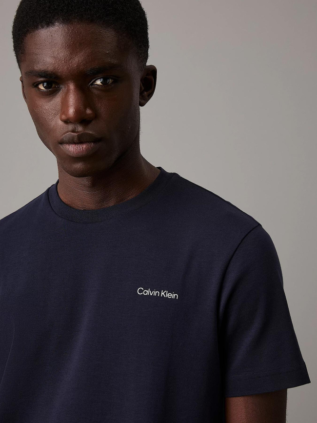 T-shirt micro logo interlock bleu marine homme - Calvin Klein