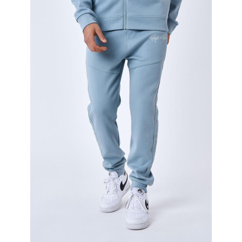 Jogging uni logo brodé bleu gris homme - Project X Paris