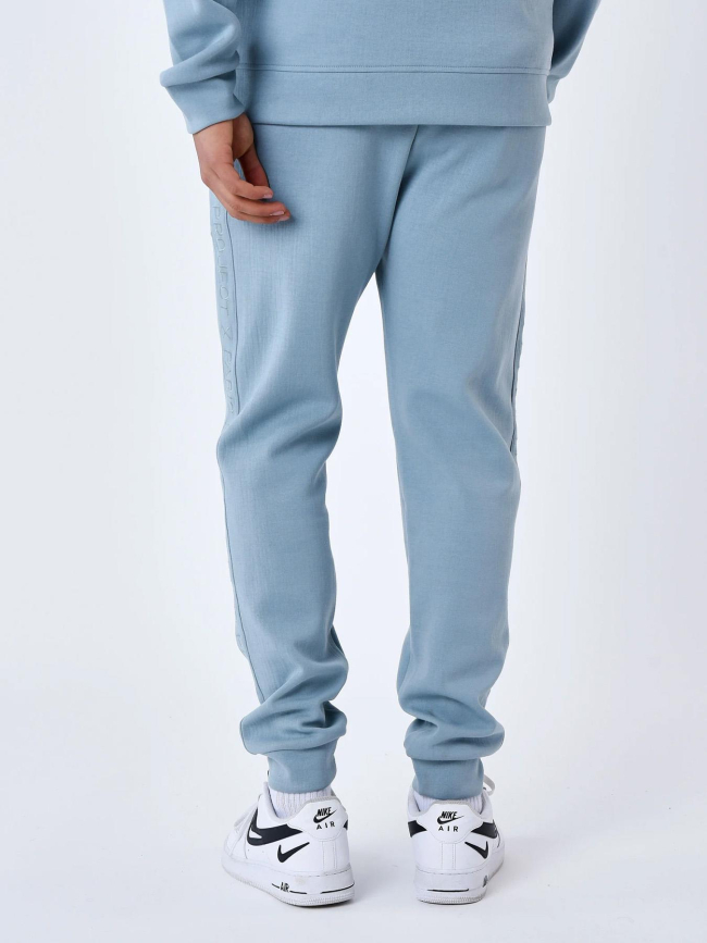 Jogging uni logo brodé bleu gris homme - Project X Paris