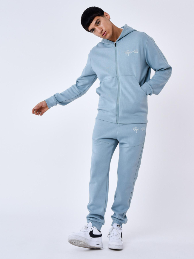 Jogging uni logo brodé bleu gris homme - Project X Paris