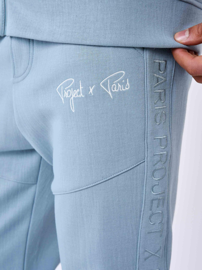 Jogging uni logo brodé bleu gris homme - Project X Paris