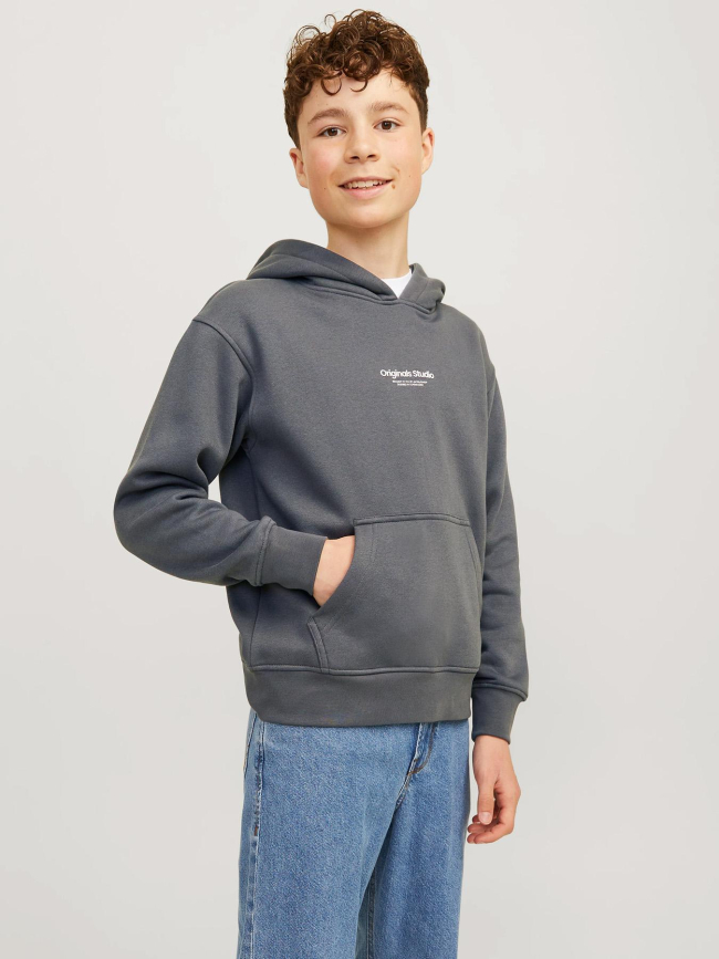 Sweat à capuche jorvesterbro gris enfant - Jack & Jones