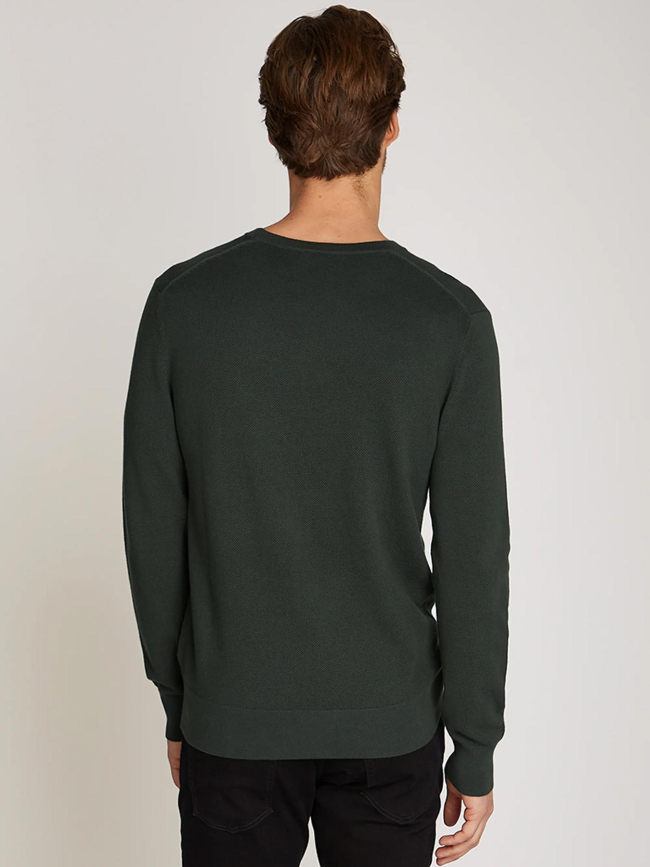 Pull fin micro piqué vert homme - Calvin Klein