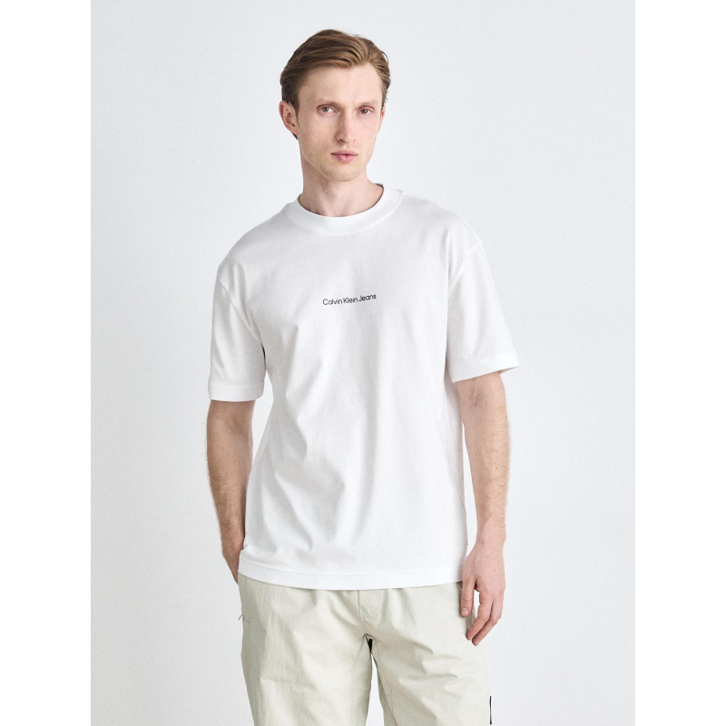 T-shirt grid monogram blanc homme - Calvin Klein Jeans