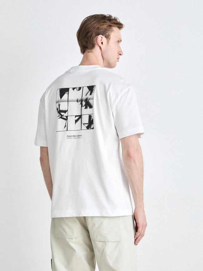 T-shirt grid monogram blanc homme - Calvin Klein Jeans