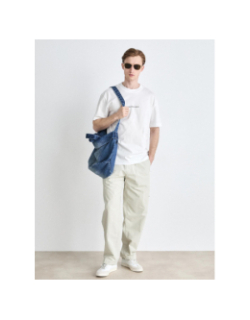 T-shirt grid monogram blanc homme - Calvin Klein Jeans