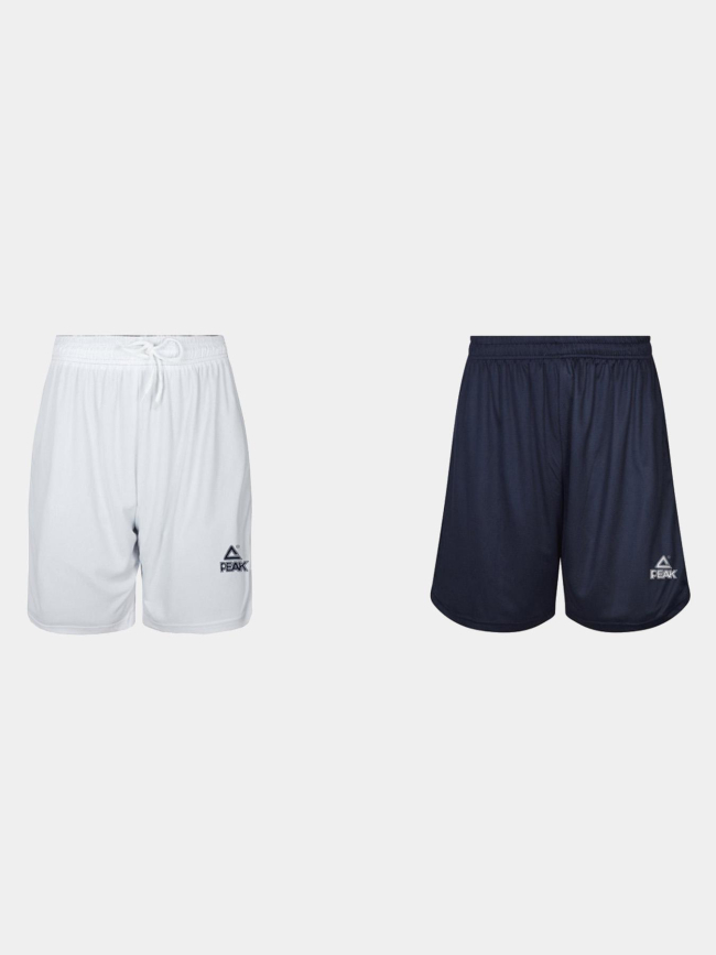 Short de sport réversible bleu marine et blanc homme - Peak