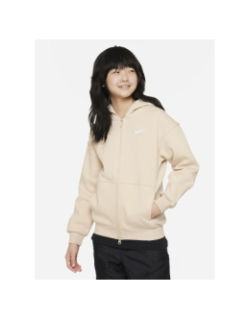 Sweat à capuche zippé fleece oversized beige fille - Nike