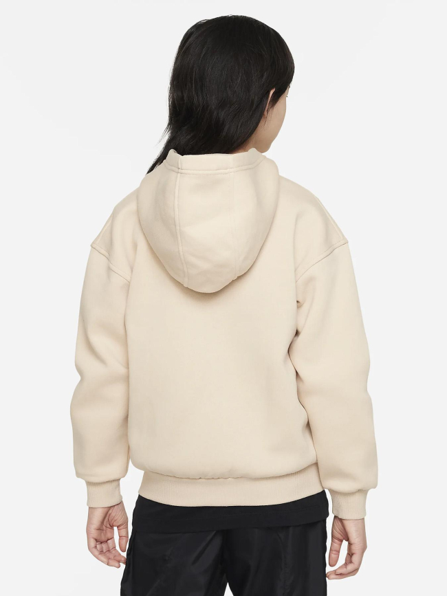 Sweat à capuche zippé fleece oversized beige fille - Nike