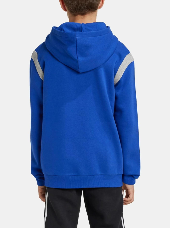 Sweat à capuche logo colorblock gris/bleu enfant - Adidas