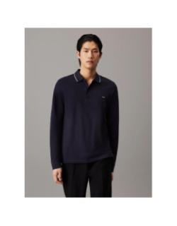 Polo manches longues stretch bleu marine homme - Calvin Klein