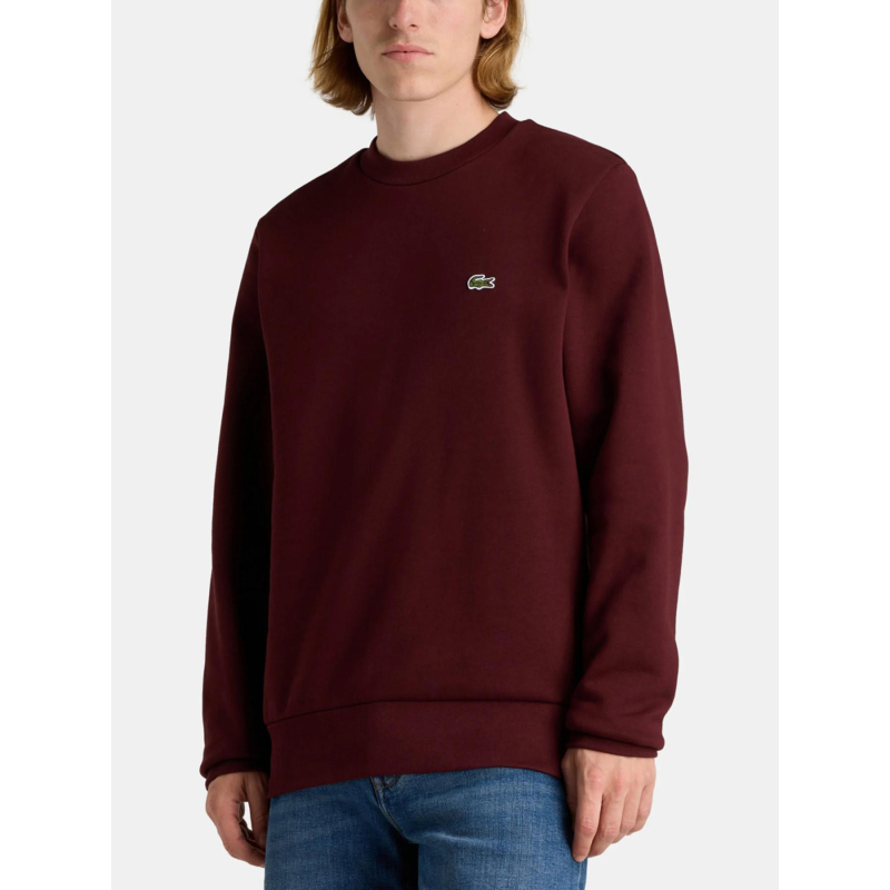 Sweatshirt uni logo bordeaux homme - Lacoste